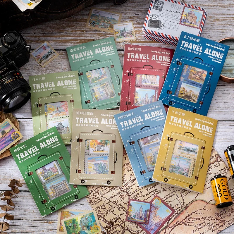 45pcs/pack Bronzing Stamp Style Stickers Pack One Person's Travel Series City Lanscape Handbook Material Stickers
45pcs/pack Bronzing Stamp Style Stickers Pack One Person's Travel Series City Lanscape Handbook Material Stickers