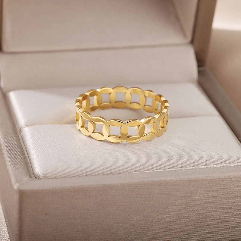 Stainless Steel Rings For Women Men Gold Color Hollow Chain Ring Male Female Fashion Engagement Wedding Jewelry Gift 2022
Stainless Steel Rings For Women Men Gold Color Hollow Chain Ring Male Female Fashion Engagement Wedding Jewelry Gift 2022