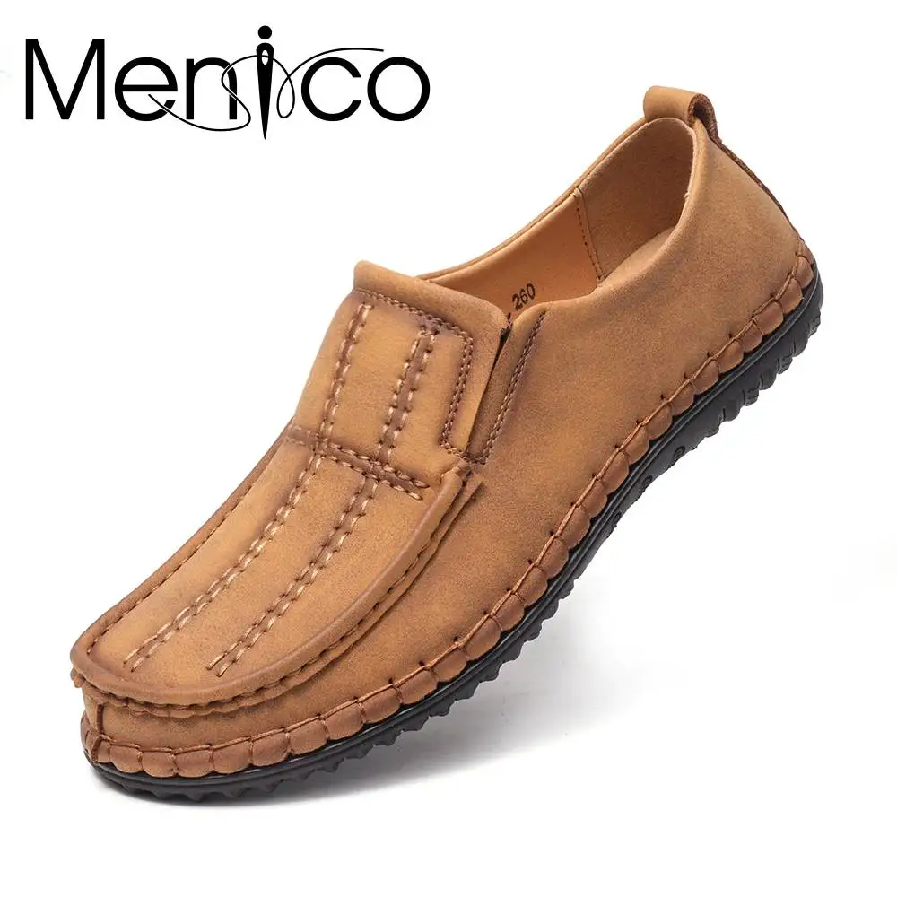 

Menico 2022 New Spring Leather Loafers Fashion Men Casual Sneakers Anti-slip Camping Running Hiking Sports Shoes Luxury Office