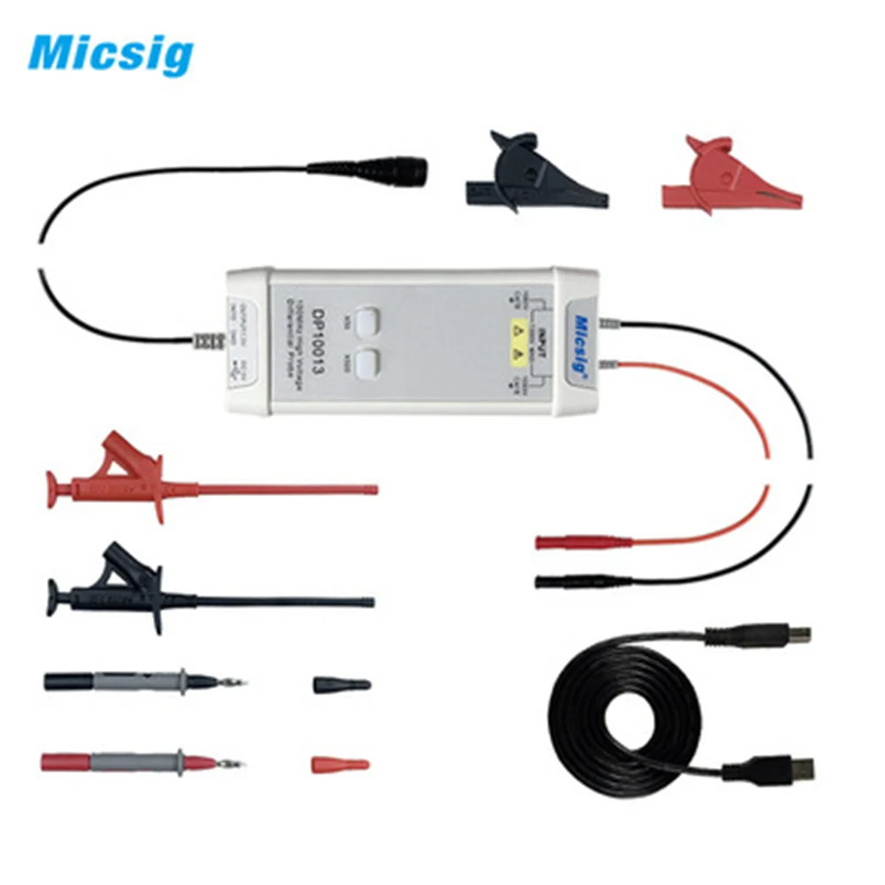 

Micsig Oscilloscope DP10013 1300V 100MHz High Voltage Differential Probe Kit 3.5ns Rise Time 50X/500X Attenuation Rate 2023 NEW