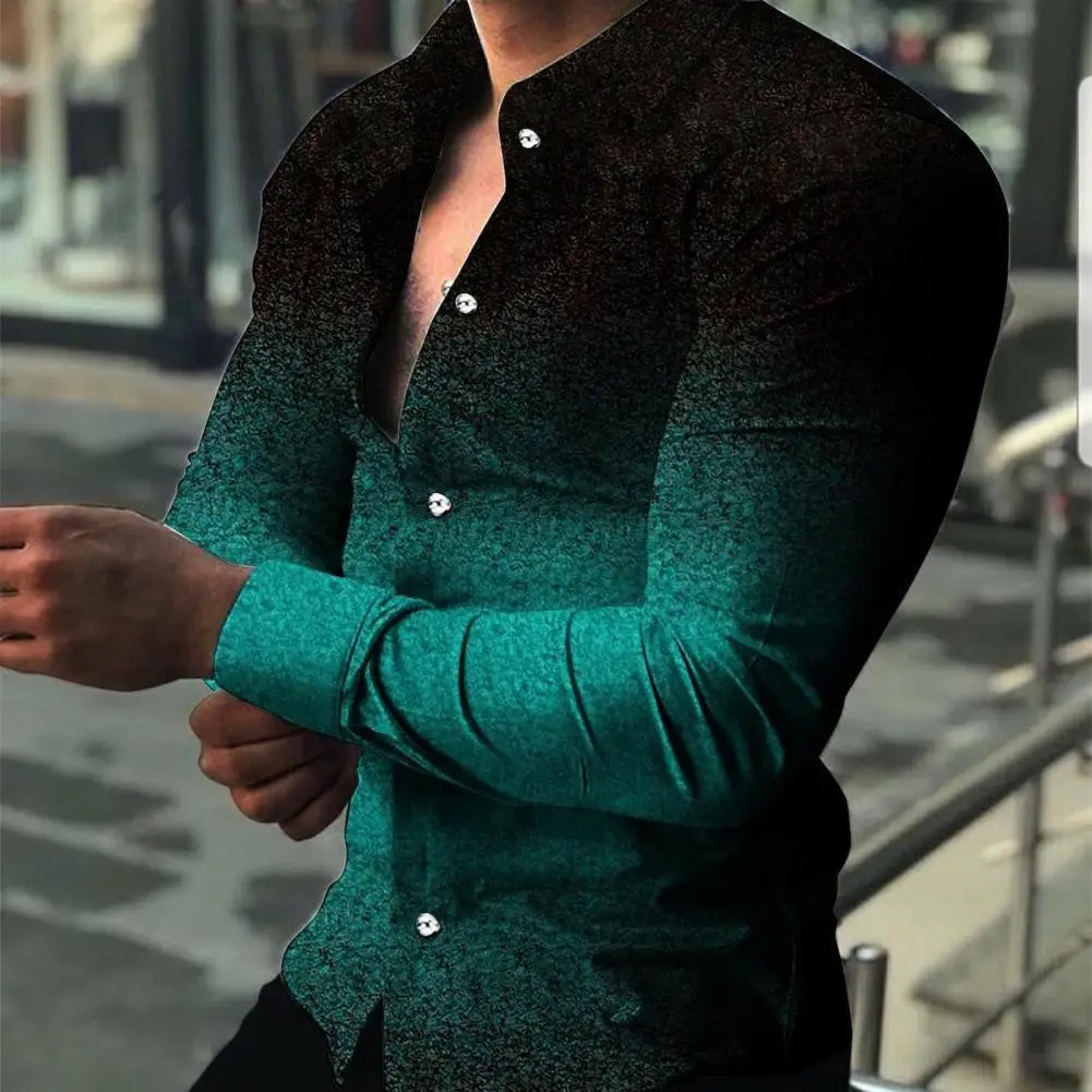 Men Shirt Turn-down Collar Cardigan Long Sleeves Gradient Color Single-breasted Slim Fit Summer Leisure Cardigan Tops Clubwear
Men Shirt Turn-down Collar Cardigan Long Sleeves Gradient Color Single-breasted Slim Fit Summer Leisure Cardigan Tops Clubwear
