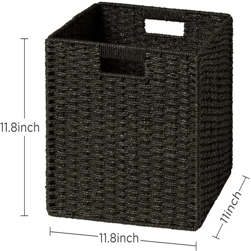 Beautiful Hand-Woven Black Paper Rope Foldable Storage Baskets - Large Cubby Bins for Pantry Organizing, Decor & Shelving - Styl
Beautiful Hand-Woven Black Paper Rope Foldable Storage Baskets - Large Cubby Bins for Pantry Organizing, Decor & Shelving - Styl