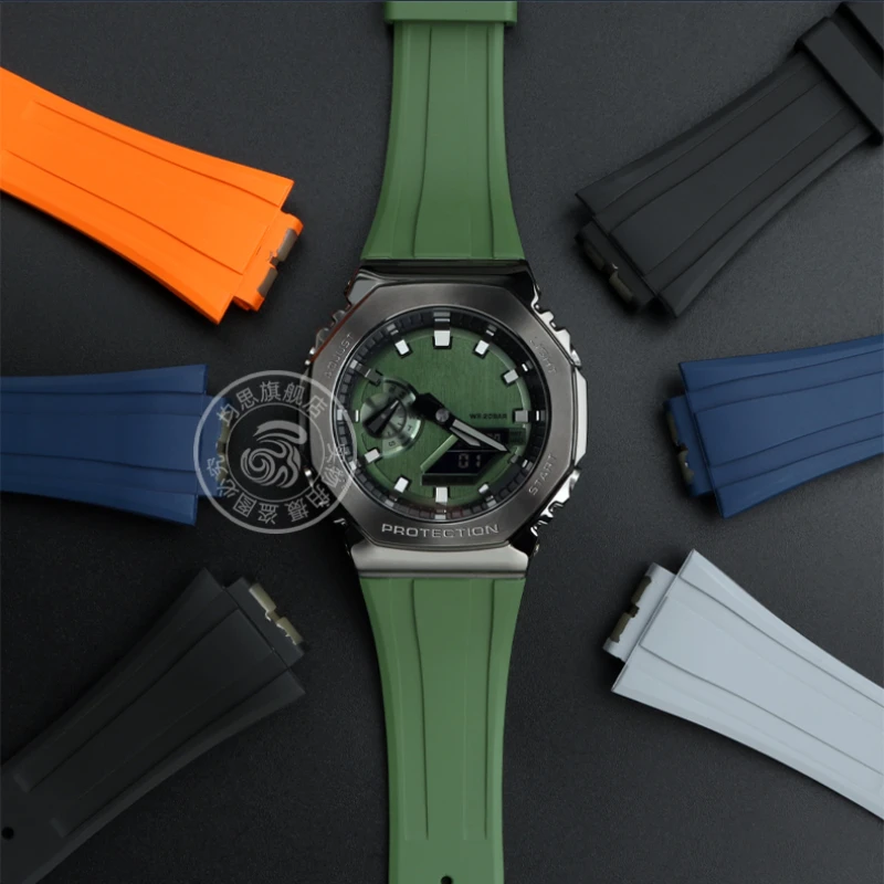 

Modified Fluorine rubber watch band For Casio G-SHOCK GM-2100 GA-2100/GA-2110 GM-5600 watchband AP Farmhouse oak Silicone strap