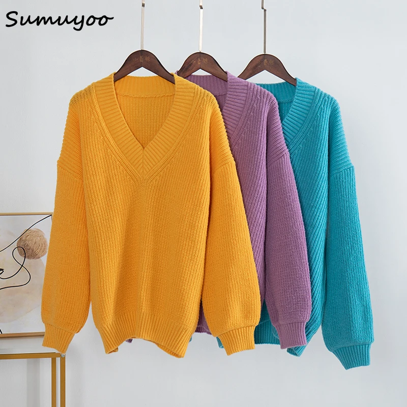 Sumuyoo Thicken V-Neck Sweater Autumn Winter Loose Warm Knitted Women Pullover Casual Jumper Oversized Soft Ladies Sweater
Sumuyoo Thicken V-Neck Sweater Autumn Winter Loose Warm Knitted Women Pullover Casual Jumper Oversized Soft Ladies Sweater