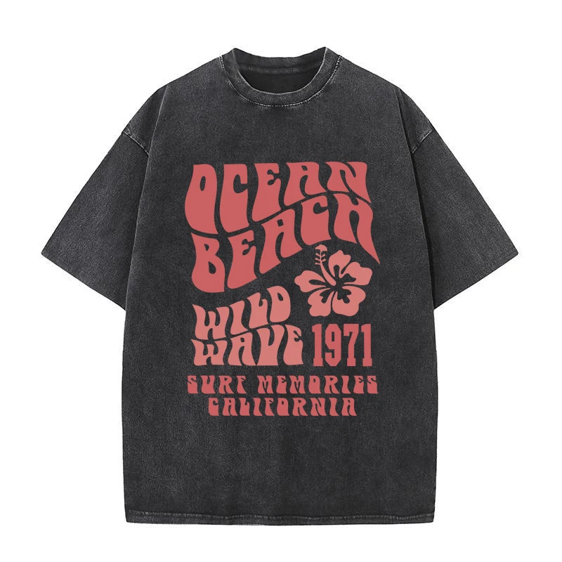 

Ocean Beach Wild Wave 1971 Surf Memories California Tshirt Men Oversize Harajuku T-Shirt Summer Cotton Tee Clothing Fashion Tops