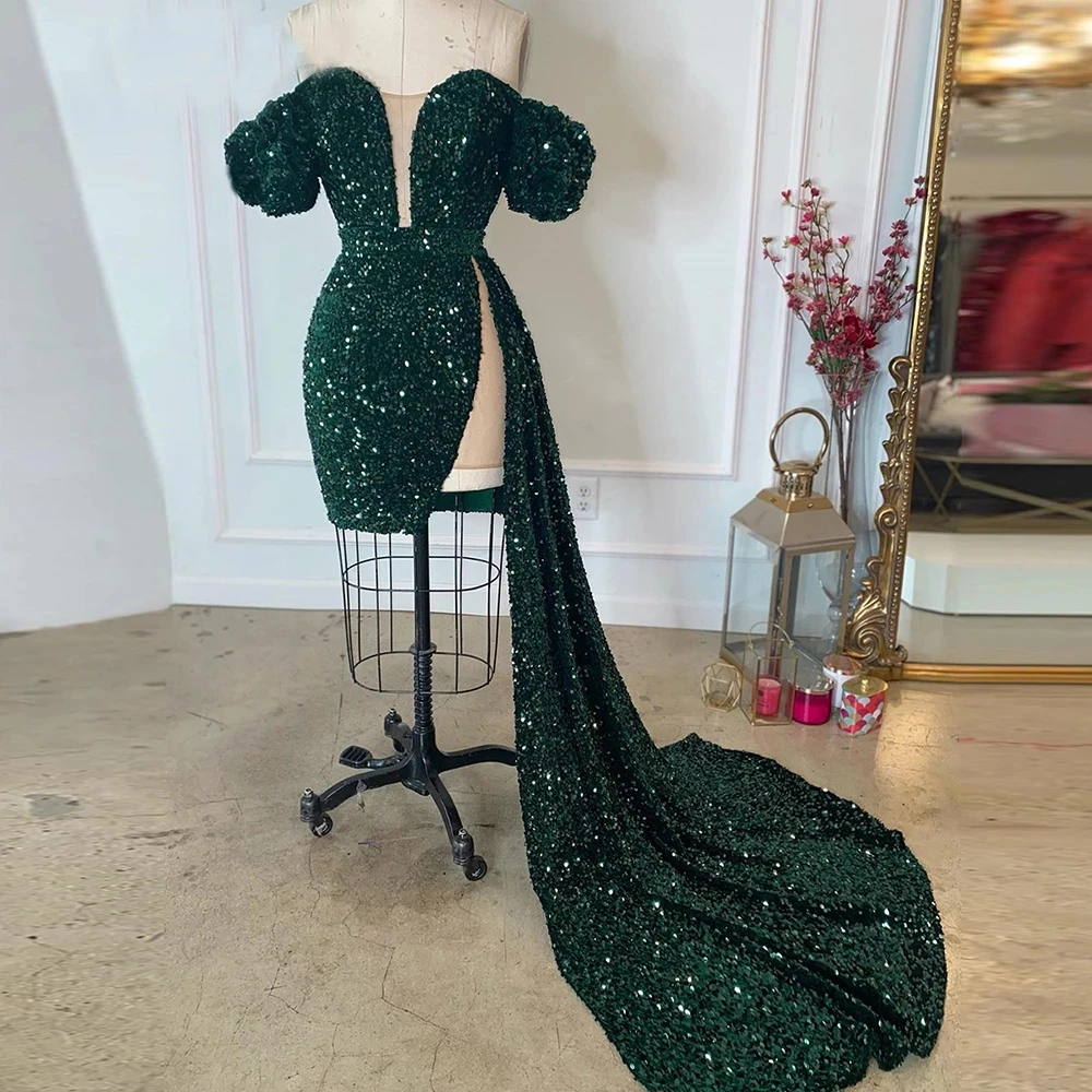 Dark Green 2023 Cocktail Dresses V Neck Evening Mermaid Prom Gowns Off The Shoulder Short Puffy Sleeves Sequined Mini Celebrity
Dark Green 2023 Cocktail Dresses V Neck Evening Mermaid Prom Gowns Off The Shoulder Short Puffy Sleeves Sequined Mini Celebrity