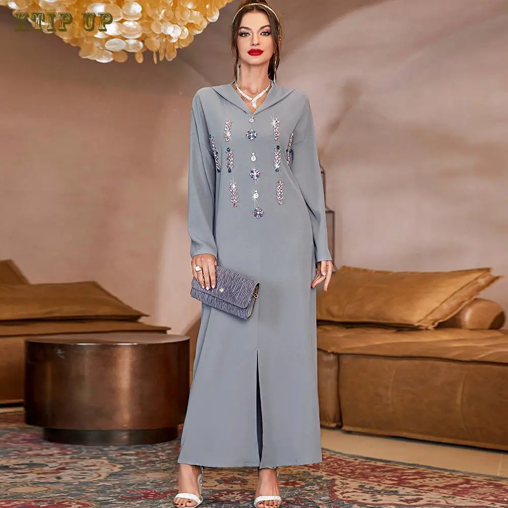 Ramadan Middle East Saudi Arabia New Grey Pink Flower Hat Handsewn Diamond Islamic Dress Moroccan Style Abaya Maxi Dresses Malay
Ramadan Middle East Saudi Arabia New Grey Pink Flower Hat Handsewn Diamond Islamic Dress Moroccan Style Abaya Maxi Dresses Malay