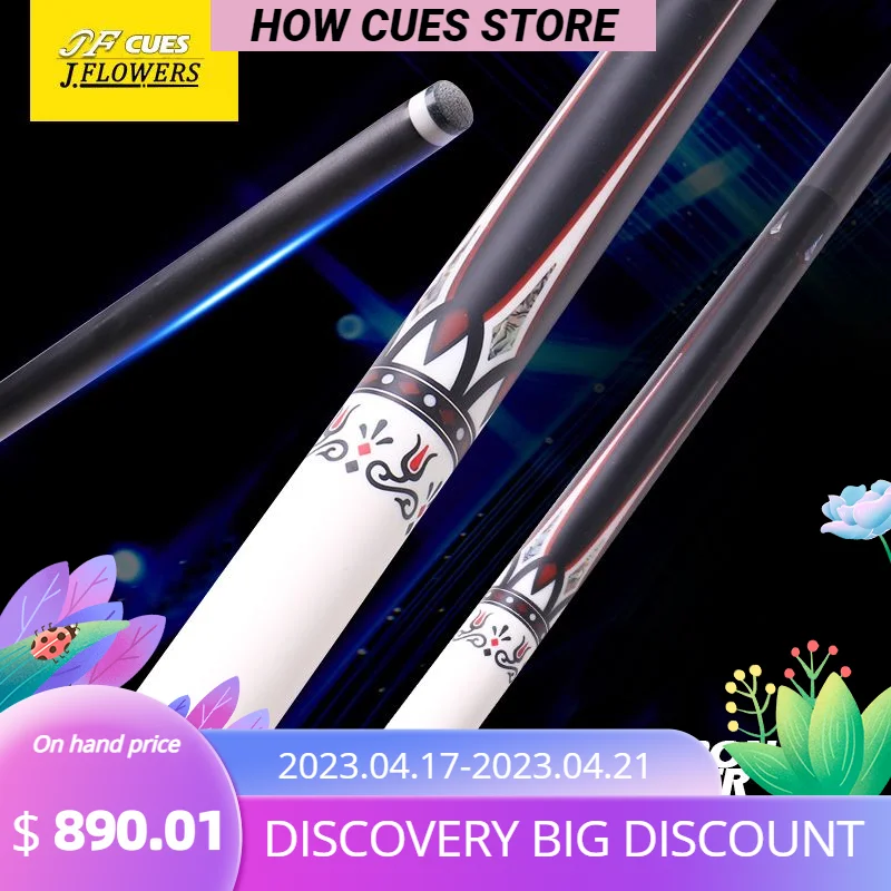 

JF J-FLOWERS JSK-405F Snooker Cue Technology Ebony Hand carved Butt Professional Carbon Fiber Shaft Billar Stick Kit For Black 8