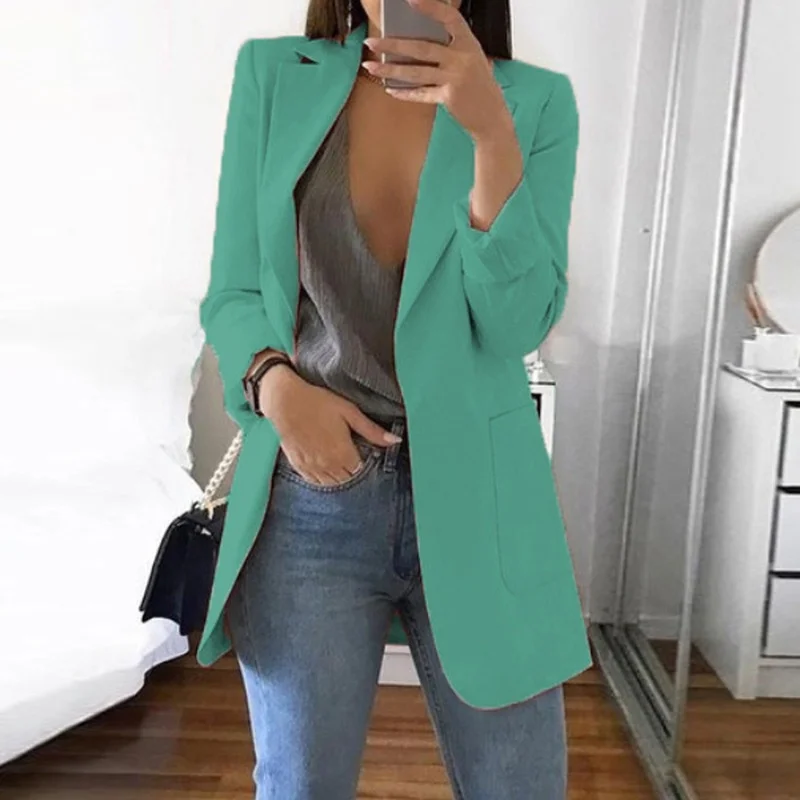 Solid Color Fashion 2021 New Casual Suit Collar Long Sleeve Slim Temperament Coat Women Large Size Hot Sale Streetwear Jacket
Solid Color Fashion 2021 New Casual Suit Collar Long Sleeve Slim Temperament Coat Women Large Size Hot Sale Streetwear Jacket