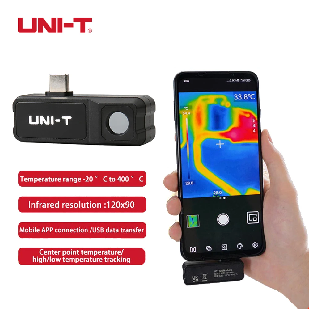 UNI-T UTi120 Mobile Phone Infrared Thermal Imager Thermometer Industrial Inspection Thermal Imaging Camera for Android Type-C
UNI-T UTi120 Mobile Phone Infrared Thermal Imager Thermometer Industrial Inspection Thermal Imaging Camera for Android Type-C