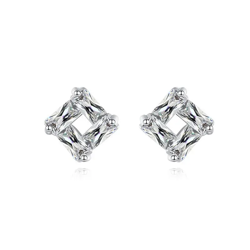 SPE14 Silver Clover Stud Earrings Lab Created Moissanite Diamond Stud Earrings AL 
SPE14 Silver Clover Stud Earrings Lab Created Moissanite Diamond Stud Earrings AL