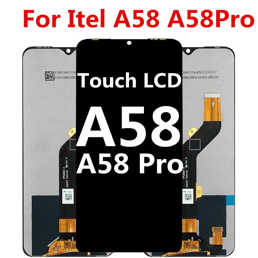 

Черный ЖК-дисплей 6,6 дюйма для Itel A58 A58 PRO, сенсорный экран A58 A58 Pro, дигитайзер, сменная панель в сборе