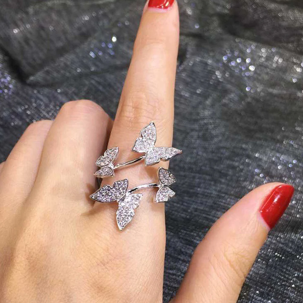 Shiny Cute Crystal Butterfly Zircon Rings For Women Girls Korean Minimalist Wedding Ring Adjustable Silver Color Ring Jewelry
Shiny Cute Crystal Butterfly Zircon Rings For Women Girls Korean Minimalist Wedding Ring Adjustable Silver Color Ring Jewelry