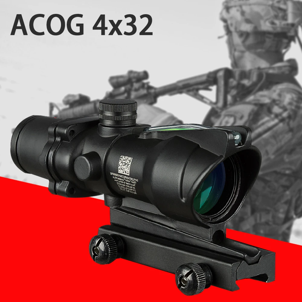 Hunting Sight Tactical Crosshair Fiber Optic Illuminated Rifle Scope ACOG 4X32 Outdoor Professional Shooting Holographic Sight
Hunting Sight Tactical Crosshair Fiber Optic Illuminated Rifle Scope ACOG 4X32 Outdoor Professional Shooting Holographic Sight