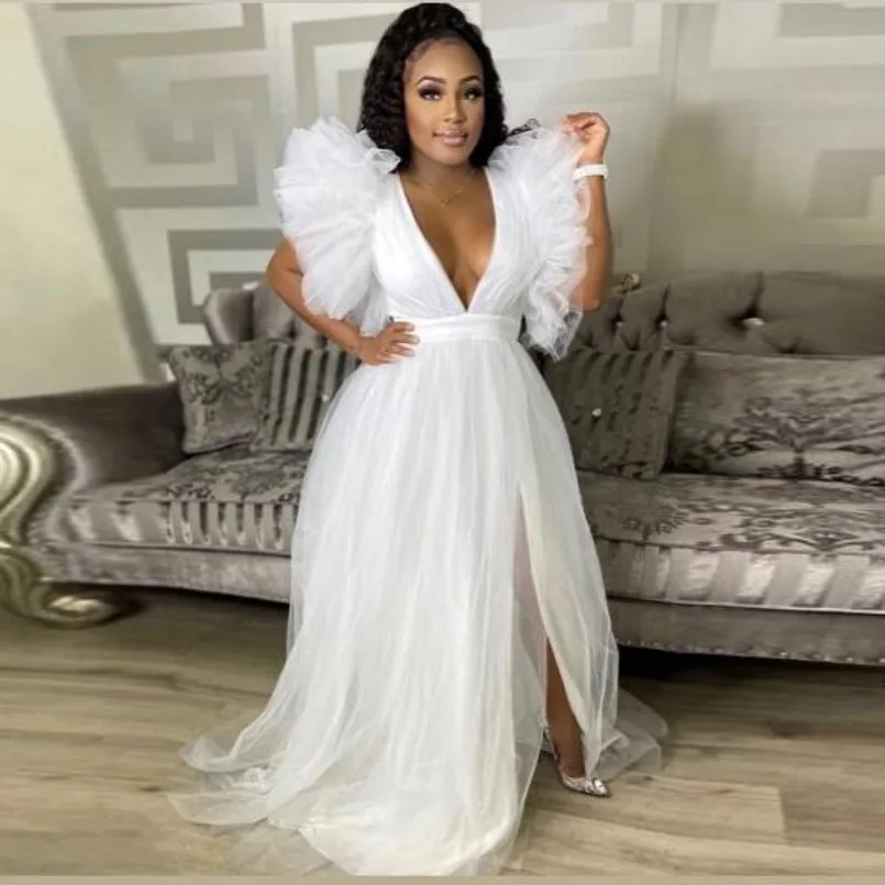 Boho Bridal Dresses Long Lush White Gowns Custom Simple Women Party Dress Tiered Extra Puffy Side Split Vestidos De Festa
Boho Bridal Dresses Long Lush White Gowns Custom Simple Women Party Dress Tiered Extra Puffy Side Split Vestidos De Festa