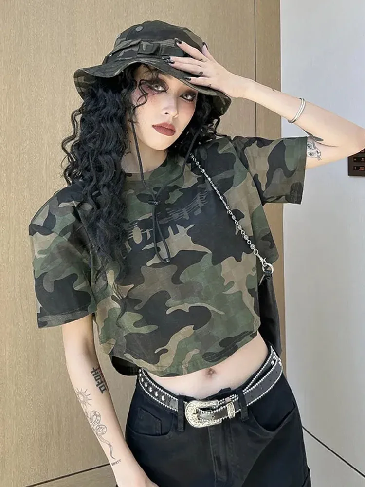 Zoki Vintage Camouflage Women Sexy Cropped T Shirt Korean Fashion Loose Short Tops Female Summer Casual O Neck Clothes New
Zoki Vintage Camouflage Women Sexy Cropped T Shirt Korean Fashion Loose Short Tops Female Summer Casual O Neck Clothes New