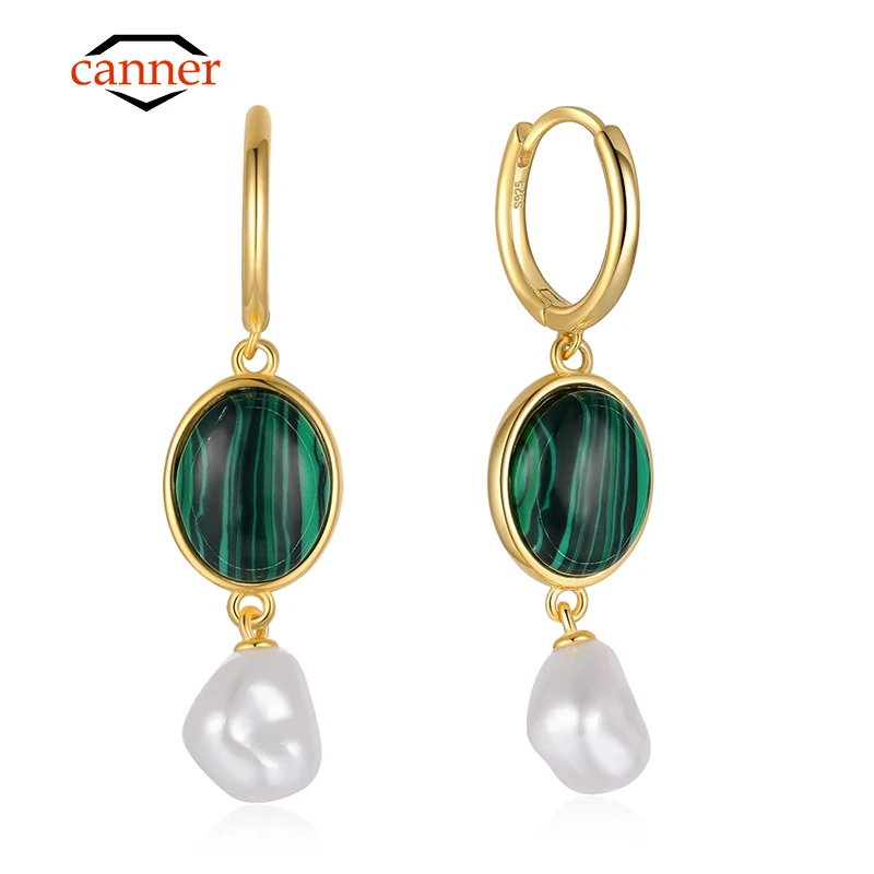 CANNER Elegant 925 Sterling Silver Malachite Pearl Pendant Piercing Dangle Drop Earrings For Women Fine Jewelry Pendientes Gifts
CANNER Elegant 925 Sterling Silver Malachite Pearl Pendant Piercing Dangle Drop Earrings For Women Fine Jewelry Pendientes Gifts