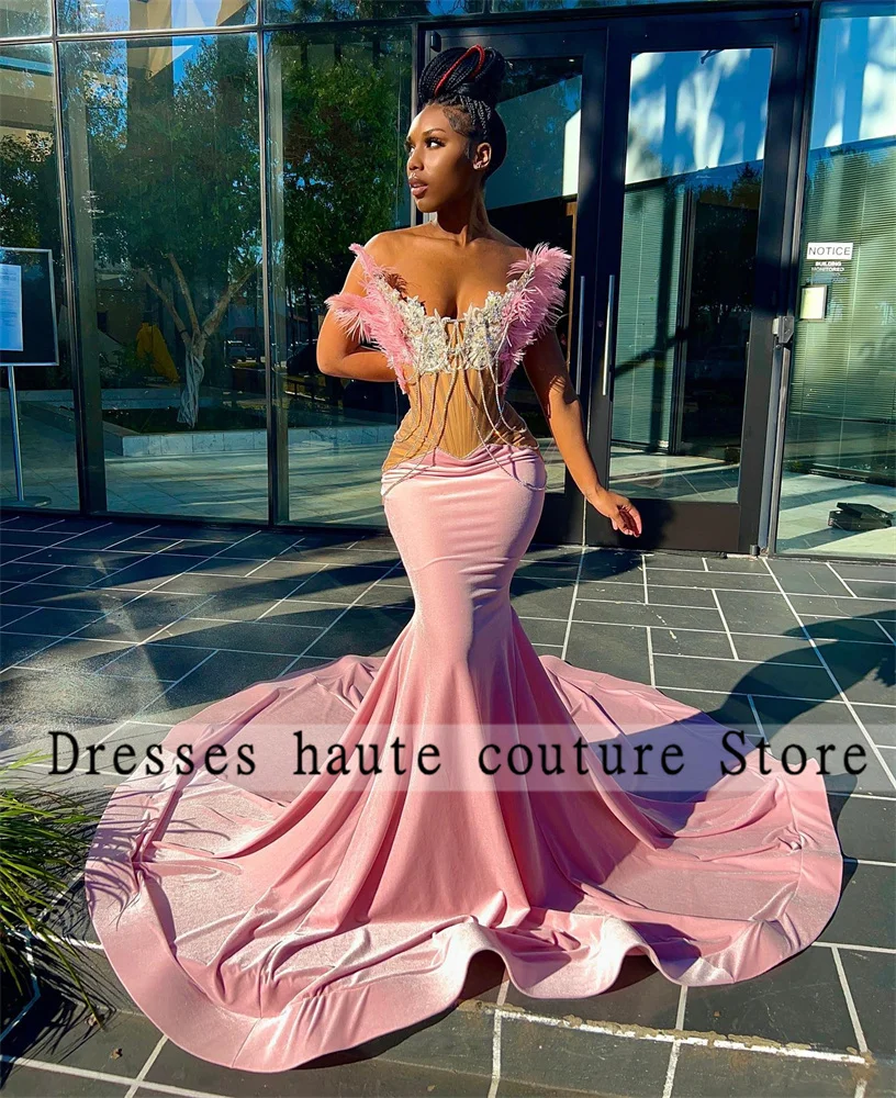 Aso Ebi Style Pink Mermaid Evening Dresses 2023 Elegant Feather Beaded Prom Dress African Nigerian Luxury Party Gowns
Aso Ebi Style Pink Mermaid Evening Dresses 2023 Elegant Feather Beaded Prom Dress African Nigerian Luxury Party Gowns