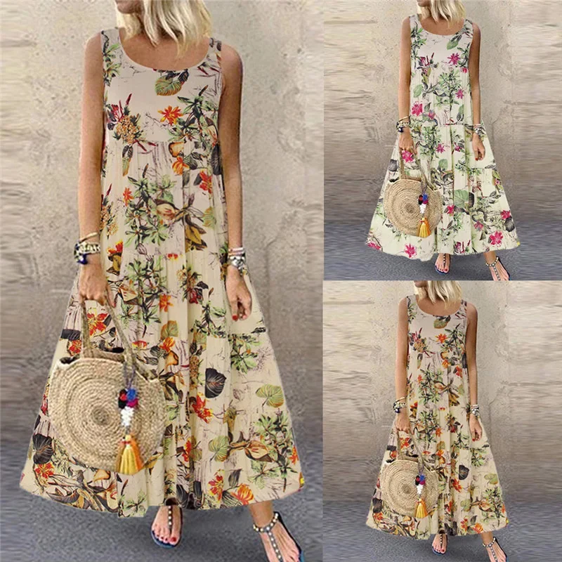 Vintage Floral Printed Women Sleeveless Sundress Summer Loose Casual Beach Long Dress Ladies Bohemia Maxi Dresses Party Vestidos
Vintage Floral Printed Women Sleeveless Sundress Summer Loose Casual Beach Long Dress Ladies Bohemia Maxi Dresses Party Vestidos