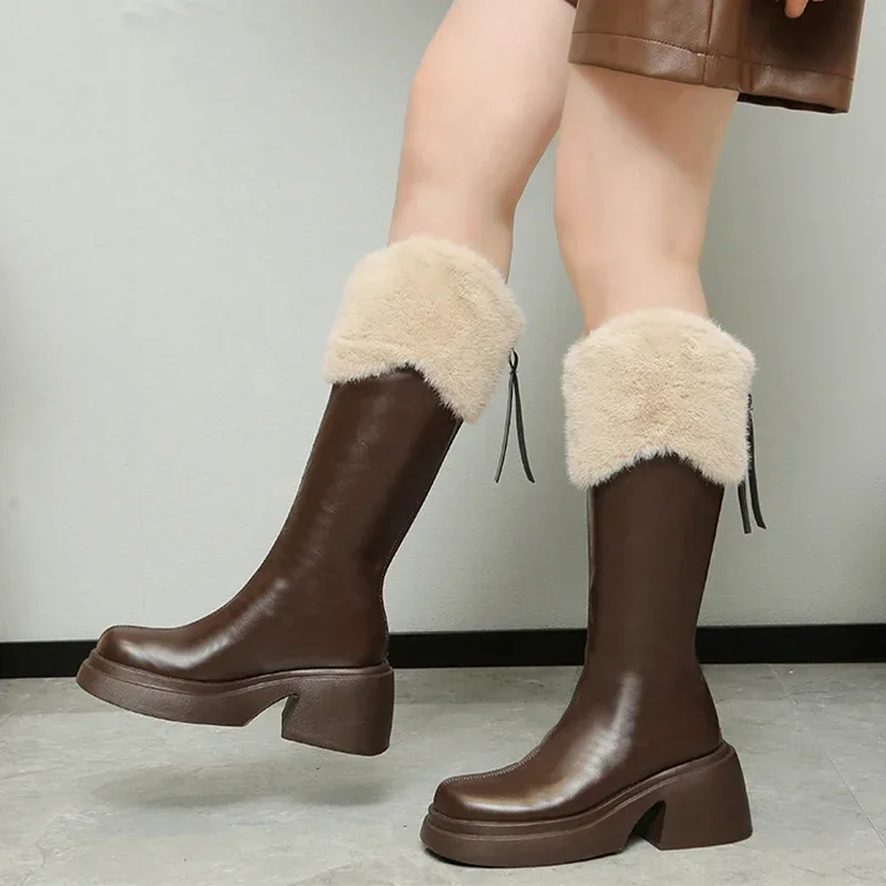 Fur Women Chelsea Knee High Long Boots Winter Platform Brand Warm Shoes New Designer 2024 Women Short Plush Punk Boots Femme 
Fur Women Chelsea Knee High Long Boots Winter Platform Brand Warm Shoes New Designer 2024 Women Short Plush Punk Boots Femme