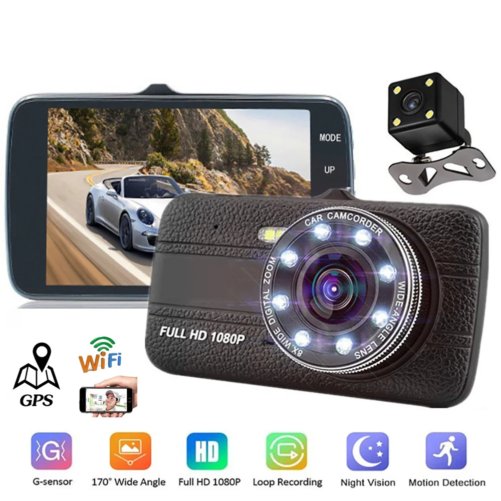 Car DVR WiFi 4.0" Full HD 1080P Dash Cam Rear View Camera Video Recorder Car Accessories Black Box Dashcam Auto DVRs GPS Tracker
Car DVR WiFi 4.0" Full HD 1080P Dash Cam Rear View Camera Video Recorder Car Accessories Black Box Dashcam Auto DVRs GPS Tracker