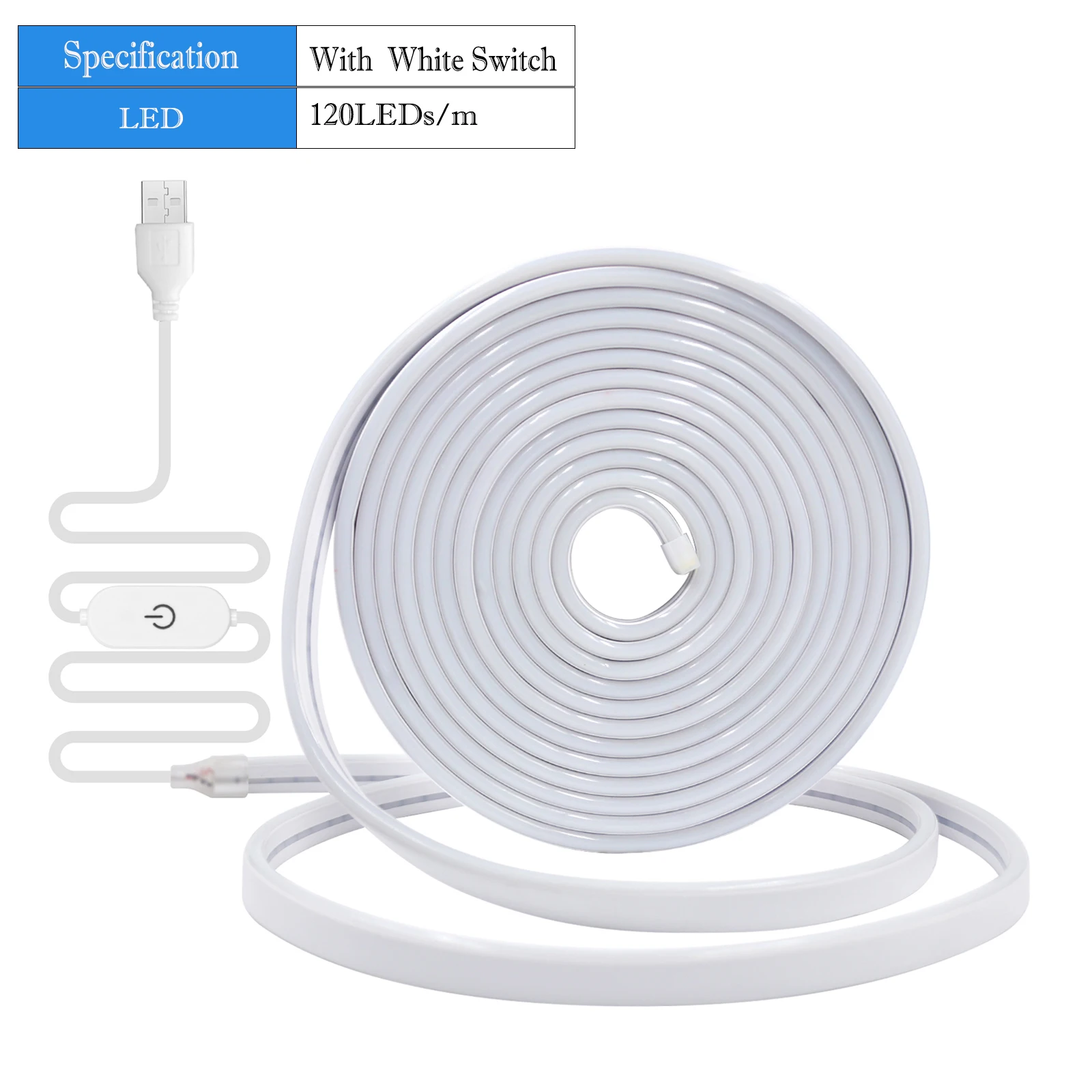 KISUFU светодиодная лента 5В теплый белый 120LEDs/m 0.5м