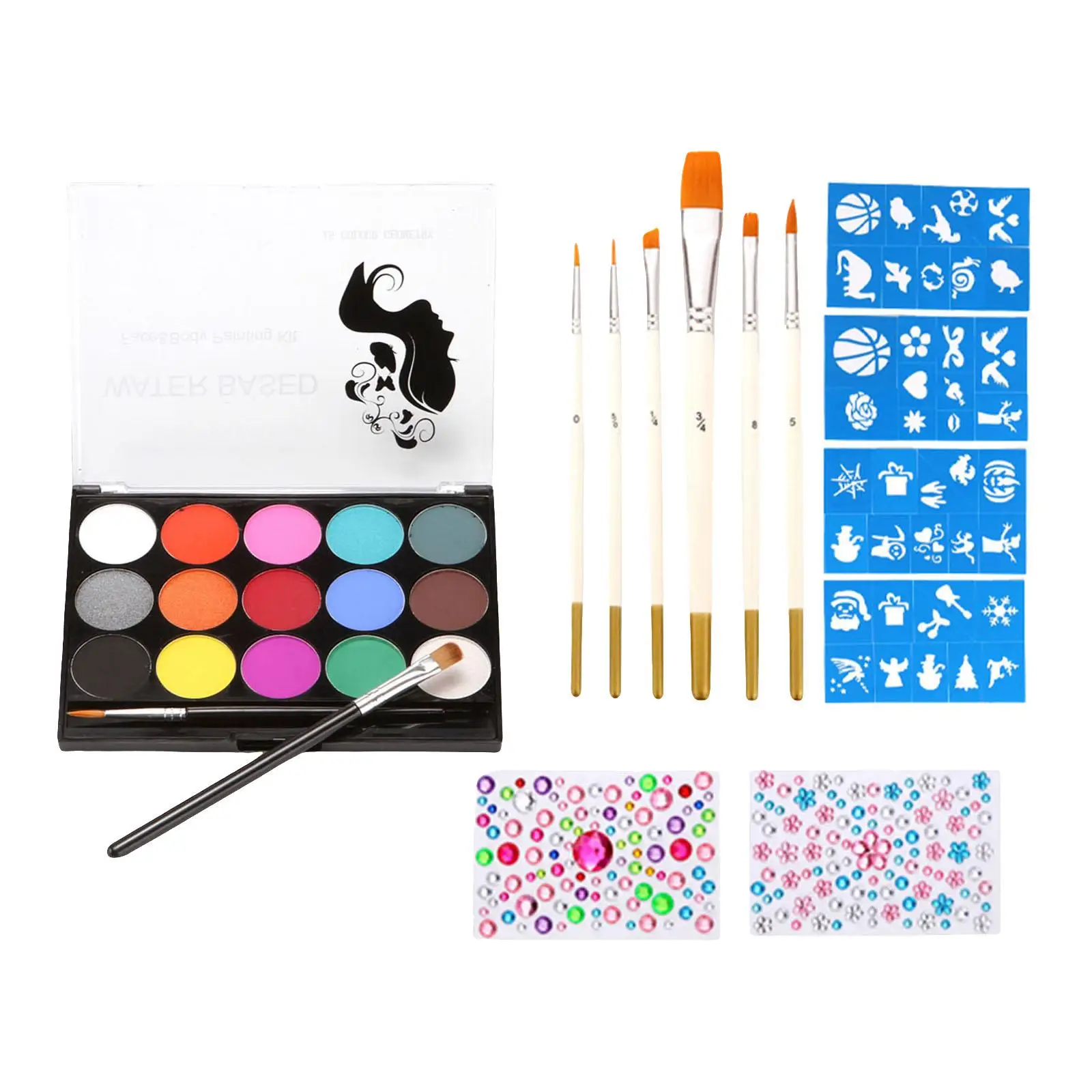 15 Colors Face Body Painting Palette 6 Brushes Fit Skin Tightly Washable Face Body Paint Kit for Role Playing Parties Make up
15 Colors Face Body Painting Palette 6 Brushes Fit Skin Tightly Washable Face Body Paint Kit for Role Playing Parties Make up