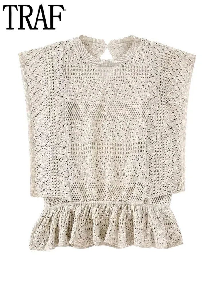 TRAF Beige Knit Top Female Sleeveless Ruffle Blouses for Women Fashion 2022 Streetwear Jacquard Tops Women Beach Blouses Women
TRAF Beige Knit Top Female Sleeveless Ruffle Blouses for Women Fashion 2022 Streetwear Jacquard Tops Women Beach Blouses Women