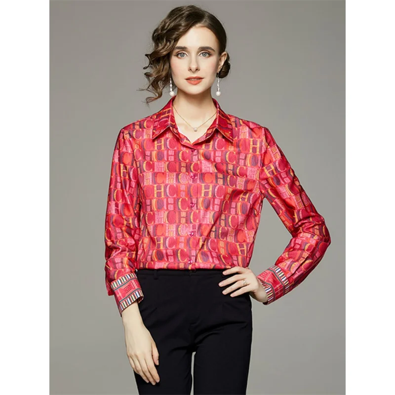 Fashion Letter Casual Oversize Red Blouses Spring Summer Colorblock Print Long Sleeve Chiffon Tops Loose Shirts Blusas Mujer 
Fashion Letter Casual Oversize Red Blouses Spring Summer Colorblock Print Long Sleeve Chiffon Tops Loose Shirts Blusas Mujer