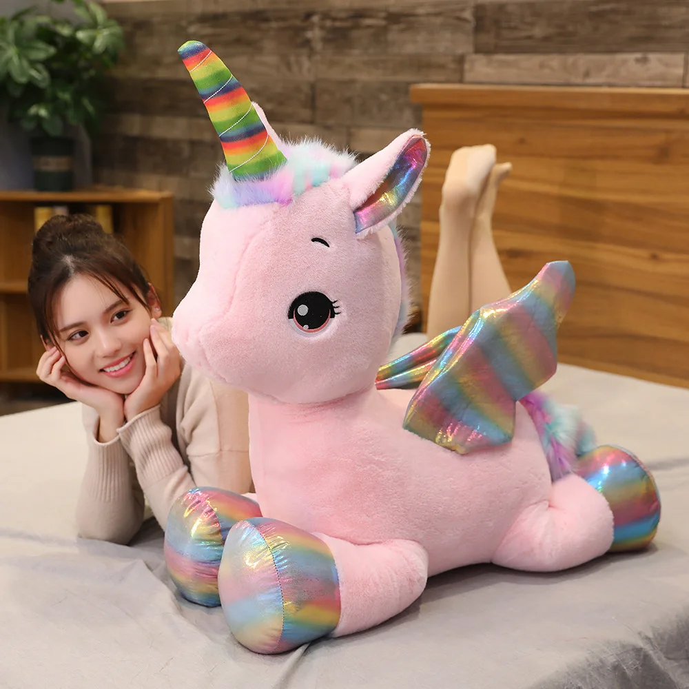

Nice Pink Toy Unicorn Rainbow Huggable Home Decor Sleeping Dream Girl High Horse Quality Gift Sweet Pillow Cute For Plush Kids