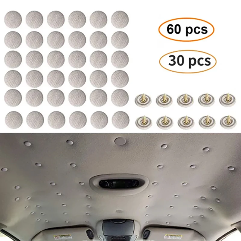 

Ceiling Cloth Fixing Screw Care Fabric Buckle Rivets Retainer Cap Repair Automotive 30/60Pcs Car Interior Roof Buckles Headliner