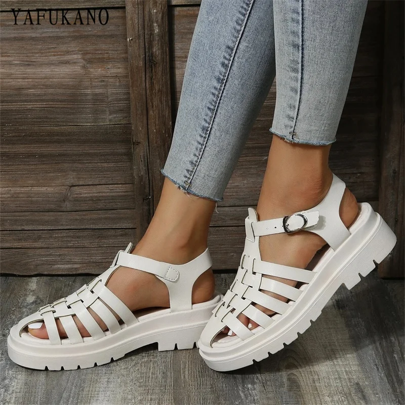 Fashion Buckle Decor Chunky Heeled Platform Gladiator Sandals Thick Bottom Casual Rome Shoes Chic Weave Student Sandalias
Fashion Buckle Decor Chunky Heeled Platform Gladiator Sandals Thick Bottom Casual Rome Shoes Chic Weave Student Sandalias