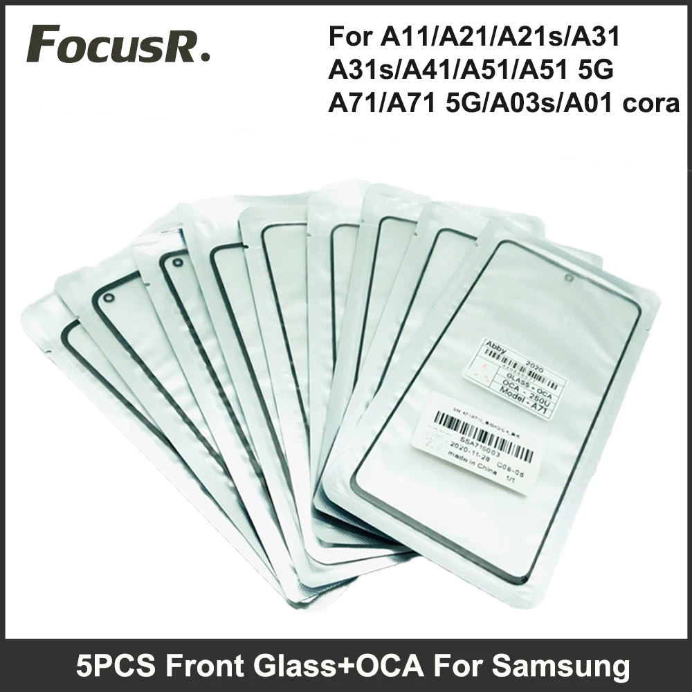 5pcs Original Front Outer Glass Lens with OCA Glue Film For Samsung A01 A11 A21 A31 A41 A51 A71 Touch Screen Replacement Parts
5pcs Original Front Outer Glass Lens with OCA Glue Film For Samsung A01 A11 A21 A31 A41 A51 A71 Touch Screen Replacement Parts