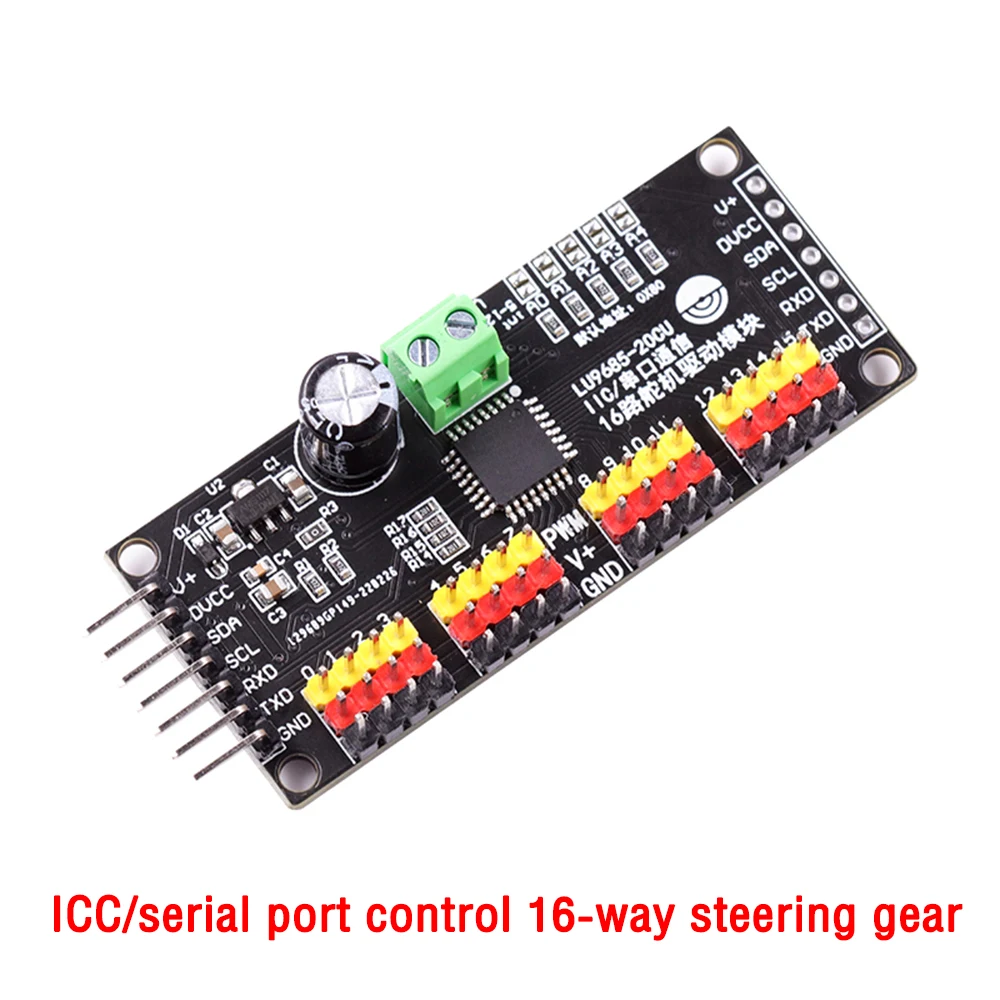 16-канальный 12-битный PWM сервопривод LU9685, драйвер для I2C IIC интерфейса, LU9685, модуль контроллера для Raspberry Pi для Arduino
16-канальный 12-битный PWM сервопривод LU9685, драйвер для I2C IIC интерфейса, LU9685, модуль контроллера для Raspberry Pi для Arduino