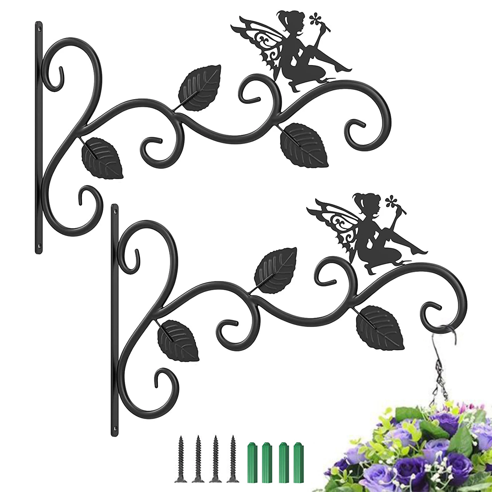 2pcs Hanging Plant Bracket Planter Hook Iron Art Wall Mounted For Flower Basket Easy Install With Screws Bird Feeder Garden
2pcs Hanging Plant Bracket Planter Hook Iron Art Wall Mounted For Flower Basket Easy Install With Screws Bird Feeder Garden