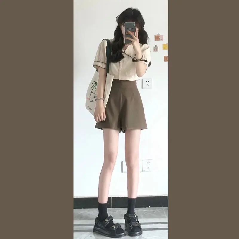 Women 2022 Summer Fashion Suits Short Sleeve Loose Solid Shirts Female Casual Loose Wie Leg Shorts Ladies Two-piece Sets K26
Women 2022 Summer Fashion Suits Short Sleeve Loose Solid Shirts Female Casual Loose Wie Leg Shorts Ladies Two-piece Sets K26