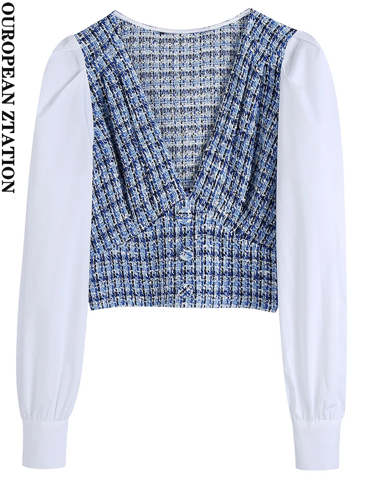 PAILETE Women 2022 fashion contrast tweed cropped blouses vintage long sleeve side zipper female shirts blusas chic tops
PAILETE Women 2022 fashion contrast tweed cropped blouses vintage long sleeve side zipper female shirts blusas chic tops