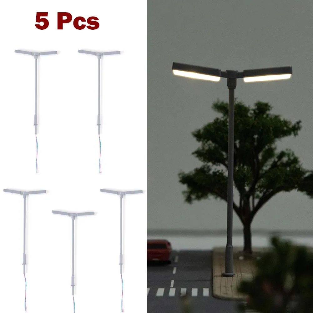 5PCS Model Railway 1:150 Two Head Model LED Light Lamp Post 10cm Train Railway Street Scenery N Scale Street Warm White Light
5PCS Model Railway 1:150 Two Head Model LED Light Lamp Post 10cm Train Railway Street Scenery N Scale Street Warm White Light