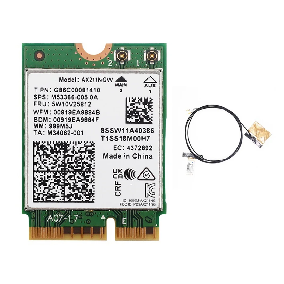 WiFi 6E AX211NGW Tri Band 2.4G/5G/6Ghz Wireless Network Wifi Card for Bluetooth 5.2 AX211 M.2 KeyE CNVio
WiFi 6E AX211NGW Tri Band 2.4G/5G/6Ghz Wireless Network Wifi Card for Bluetooth 5.2 AX211 M.2 KeyE CNVio
