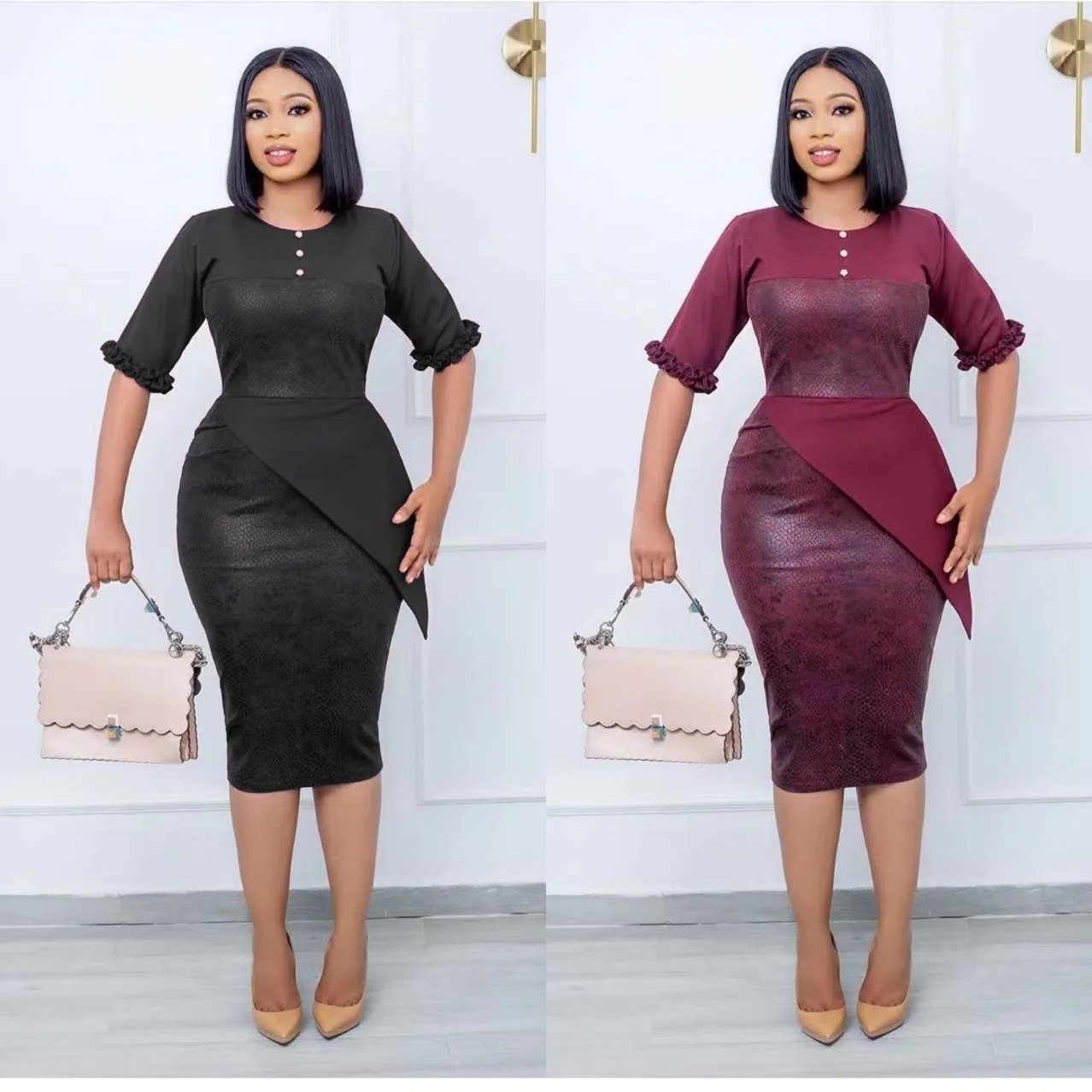 2022 African Dresses for Women Summer African Women Round Neck Half Sleeve Knee-length Dress African Clothes Women
2022 African Dresses for Women Summer African Women Round Neck Half Sleeve Knee-length Dress African Clothes Women