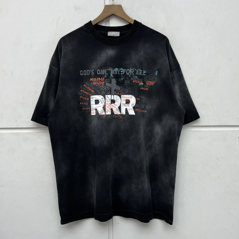 RRR123 Vintage washed Vintage church foam cross Loose collar short sleeve T-shirt for men and women
RRR123 Vintage washed Vintage church foam cross Loose collar short sleeve T-shirt for men and women