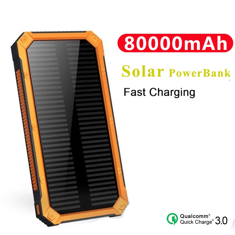 80000mAh Waterproof Solar Power Bank Waterproof USB Port External Charger Suitable for Smart Phone Power Bank with LED Light 
80000mAh Waterproof Solar Power Bank Waterproof USB Port External Charger Suitable for Smart Phone Power Bank with LED Light