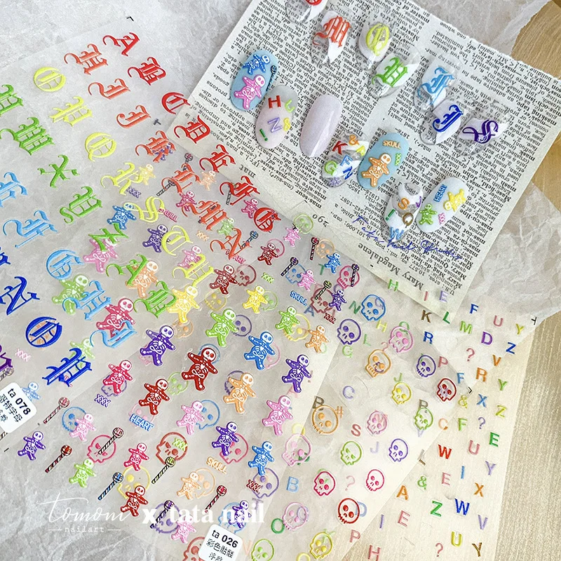 Color Black and White Gothic Letter Nail Sticker Embossed Back Glue Japanese New Style Nail Decoration Nail Tool Girl Toy Gift
Color Black and White Gothic Letter Nail Sticker Embossed Back Glue Japanese New Style Nail Decoration Nail Tool Girl Toy Gift