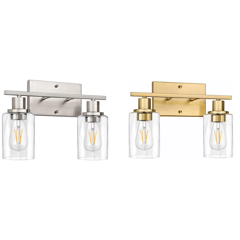 GTBL 2-Light Bathroom Vanity Light Fixtures, Modern Wall Lighting with Clear Glass Shade, Brushed Wall Sconce Lighting
GTBL 2-Light Bathroom Vanity Light Fixtures, Modern Wall Lighting with Clear Glass Shade, Brushed Wall Sconce Lighting