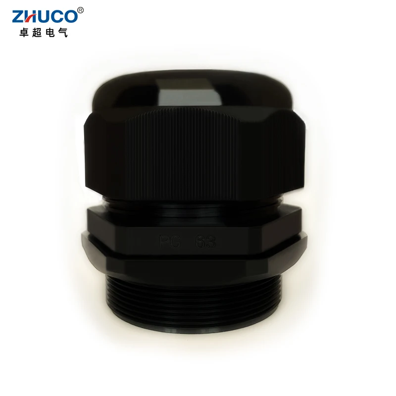 

ZHUCO 5Pcs PG63 Black Nylon Plastic Cable Cover Cord Connector Protector Waterproof IP68 Adjustable 42-50mm With Rubber Gasket