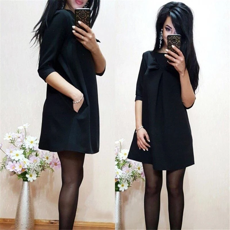 

2022 Spring Autumn New Arrival Women Sexy Black Crochet Lace Long Sleeve Loose Shift Dress Female Patchwork Straight Dresses