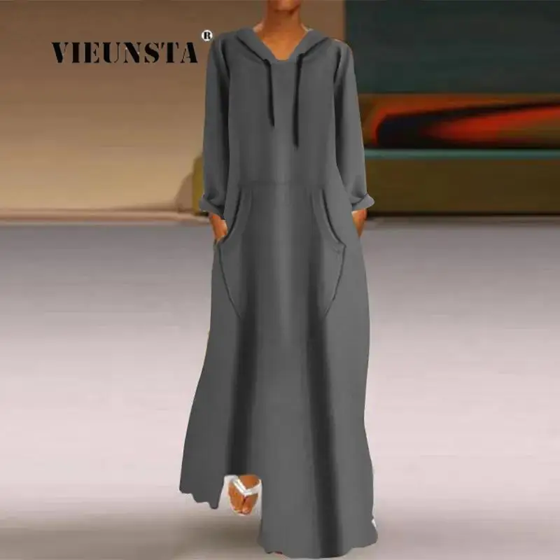 Women Harajuku Casual Solid Color Pullover Maxi Dress Female Big Pocket Streetwear Dress Autumn Vintage Long Loose Hooded Dress
Women Harajuku Casual Solid Color Pullover Maxi Dress Female Big Pocket Streetwear Dress Autumn Vintage Long Loose Hooded Dress