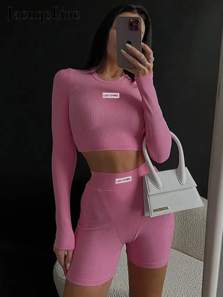 Jacuqeline Fashion Embroidery Letter Shorts Set Women Basic Rib Long Sleeve Tops and Casual Sports Short Pants Two Piece Sets
Jacuqeline Fashion Embroidery Letter Shorts Set Women Basic Rib Long Sleeve Tops and Casual Sports Short Pants Two Piece Sets
