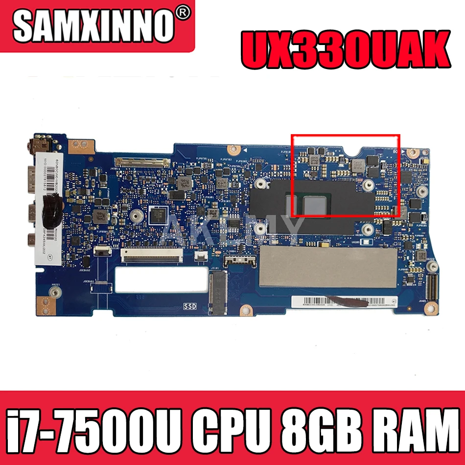 Материнская плата Akemy для ASUS UX330UAK Laotop, материнская плата UX330UA ux330moар UX330U U3000U с процессором i7-7500U, 8 ГБ ОЗУ 
Материнская плата Akemy для ASUS UX330UAK Laotop, материнская плата UX330UA ux330moар UX330U U3000U с процессором i7-7500U, 8 ГБ ОЗУ