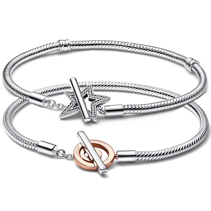 Original Signature Two-tone Asymmetric Star T-bar Snake Chain Bracelet Fit Europe 925 Sterling Silver Bead Charm Diy Jewelry
Original Signature Two-tone Asymmetric Star T-bar Snake Chain Bracelet Fit Europe 925 Sterling Silver Bead Charm Diy Jewelry